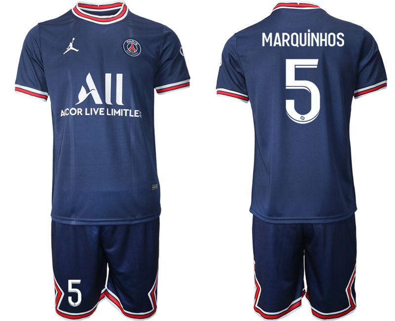 Men 2021-2022 Club Paris St German home blue #5 Soccer Jersey